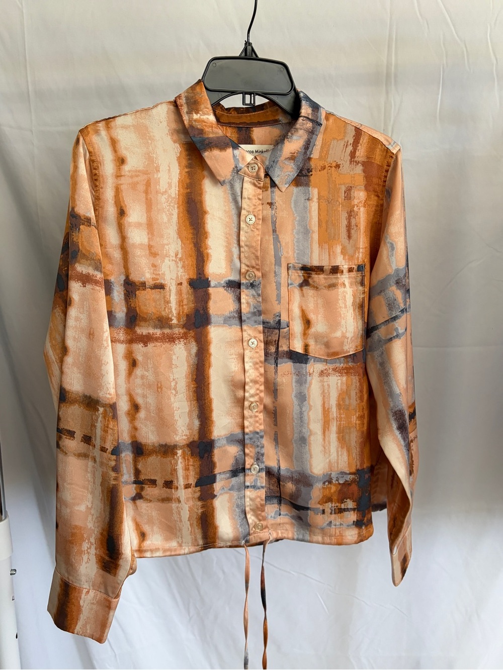 Rebecca Minkoff Multicolor Rust and Blue Abstract Blouse